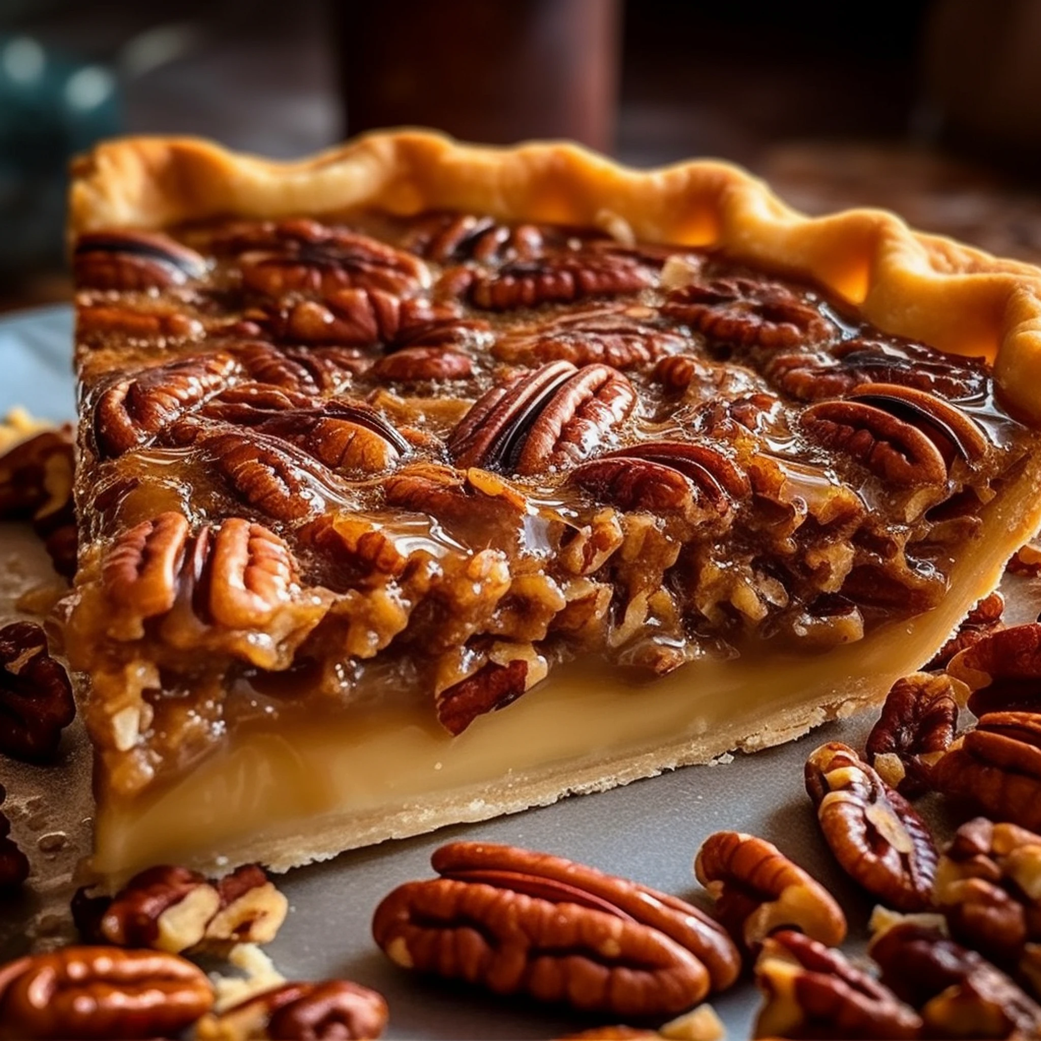 Decadent Condensed Milk Pecan Pie with Caramel Center - Recipe Image