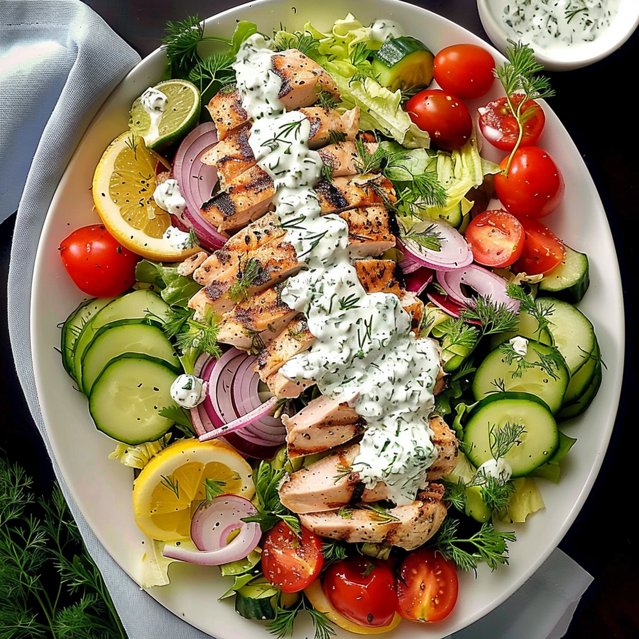 Ultimate Greek Grilled Chicken Salad with Tzatziki Magic-image