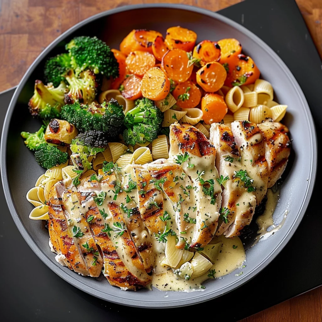 Creamy Pasta with Grilled Chicken: Easy Healthy Recipe - Recipe Image