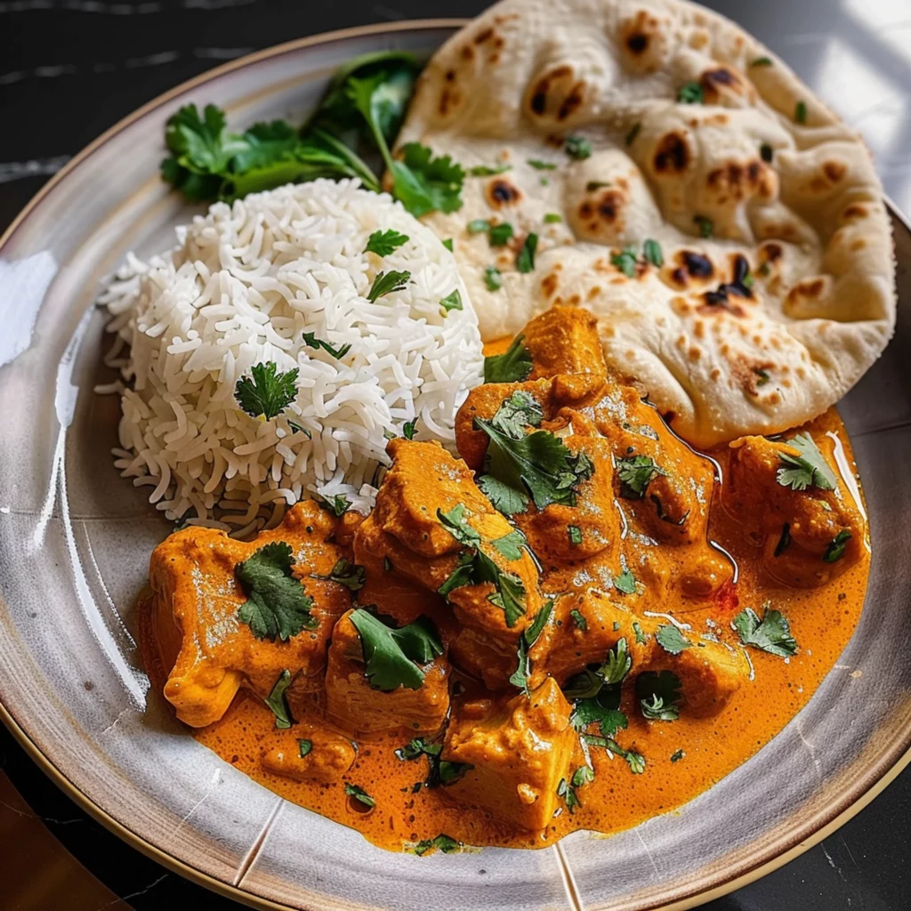 Easy Chicken Tikka Masala Recipe with Rice and Naan - Recipe Image