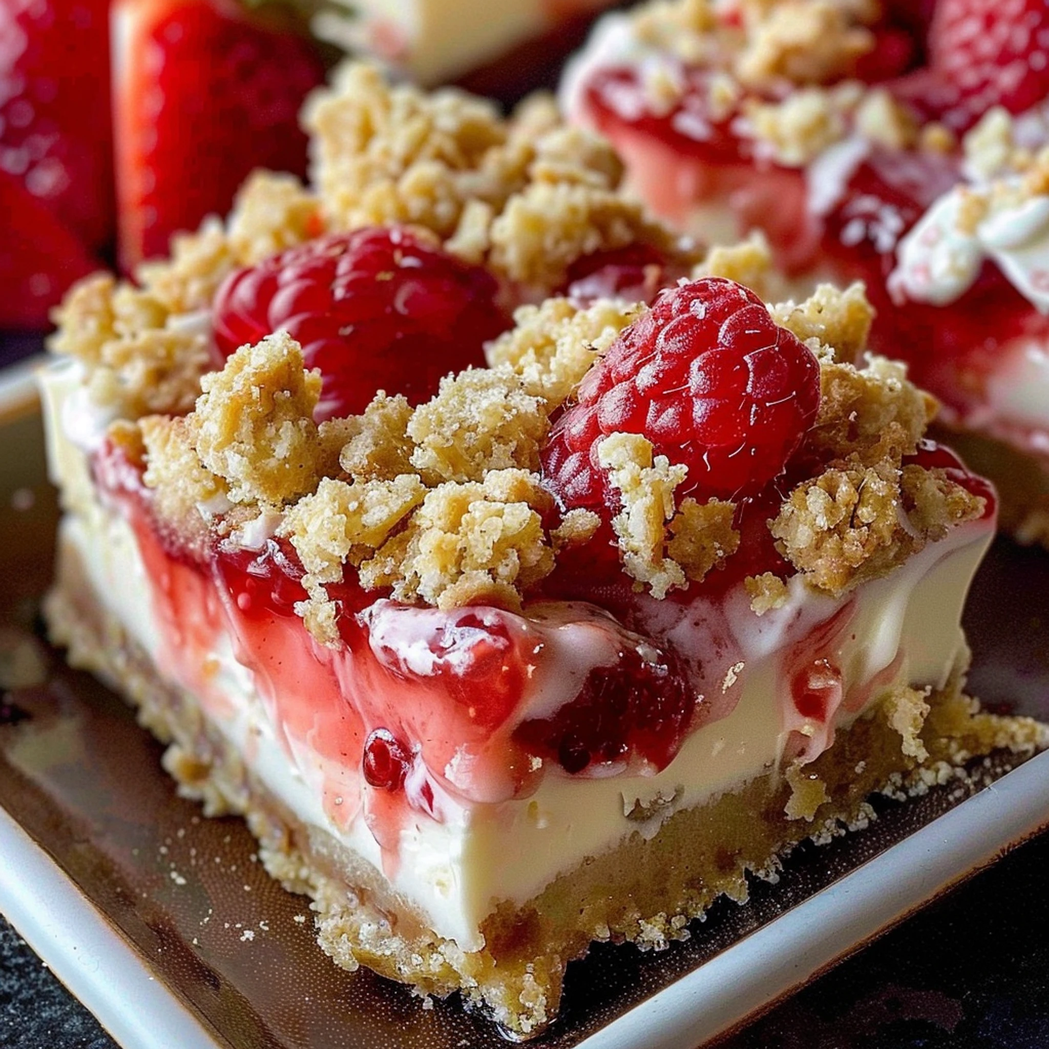 Healthy Strawberry Crunch Cheesecake Chunks in 4 Hours - Recipe Image