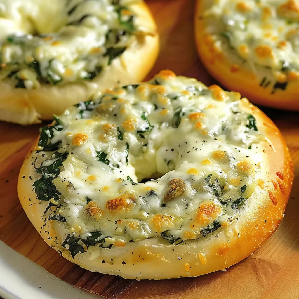 Cheesy Spinach Artichoke Bagels: Easy Healthy Recipe - Recipe Image