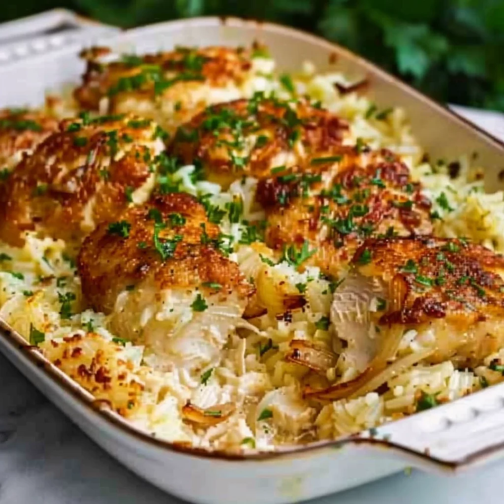 Easy French Onion Chicken and Rice for Healthy Eating - Recipe Image