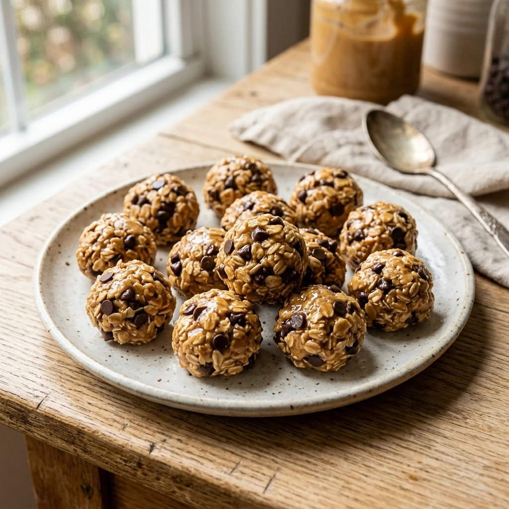 No-Bake Peanut Butter Energy Bites for Easy Healthy Snacking - Recipe Image