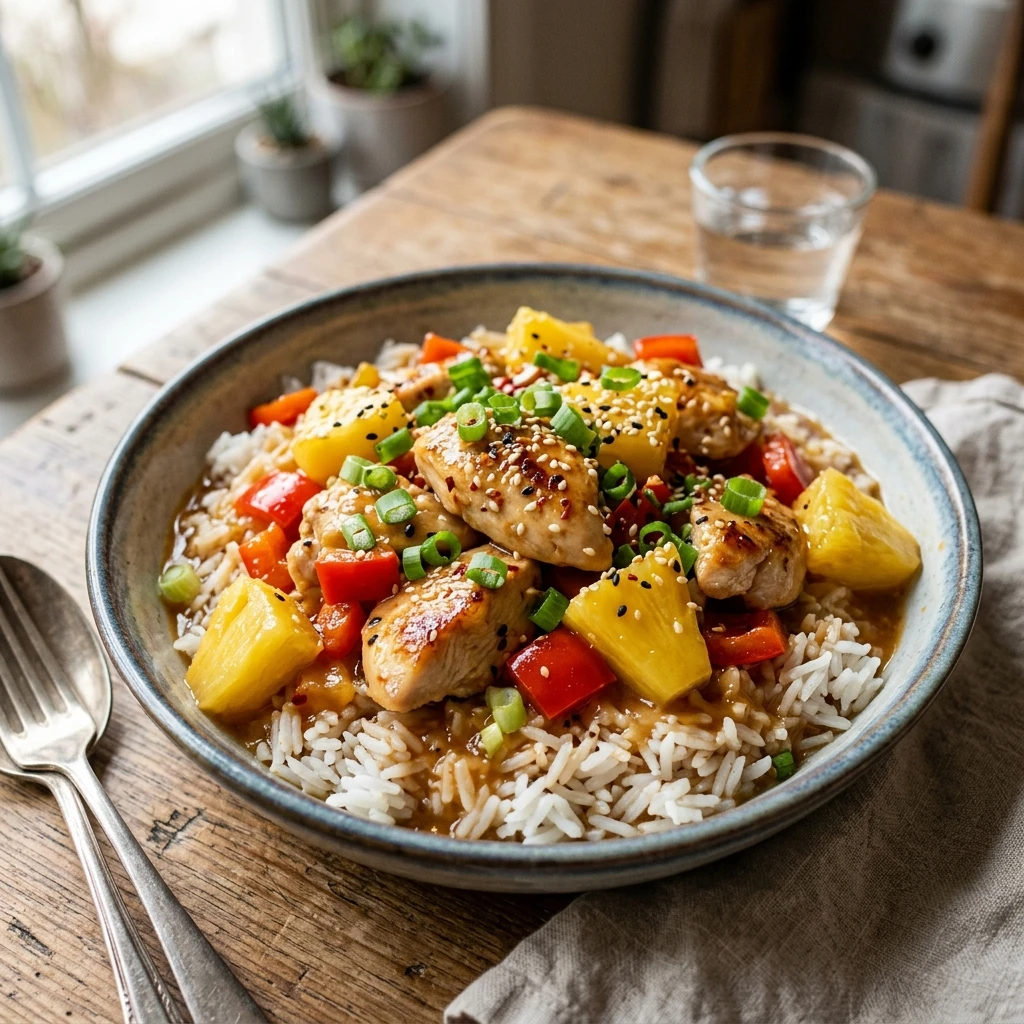 Sweet & Savory Pineapple Chicken and Rice Dinner 🍍🍚 - Recipe Image