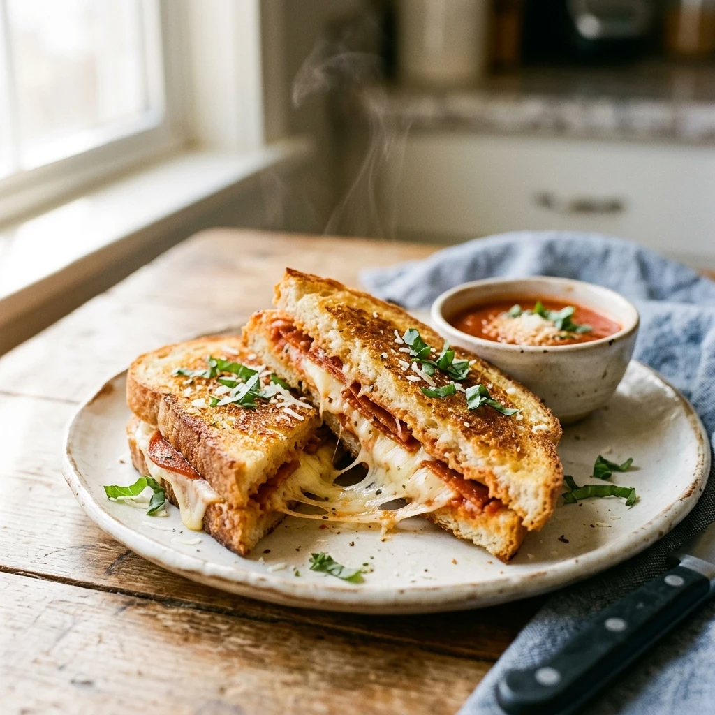 Pizza Grilled Cheese That’s Crispy, Cheesy & Irresistible - Recipe Image